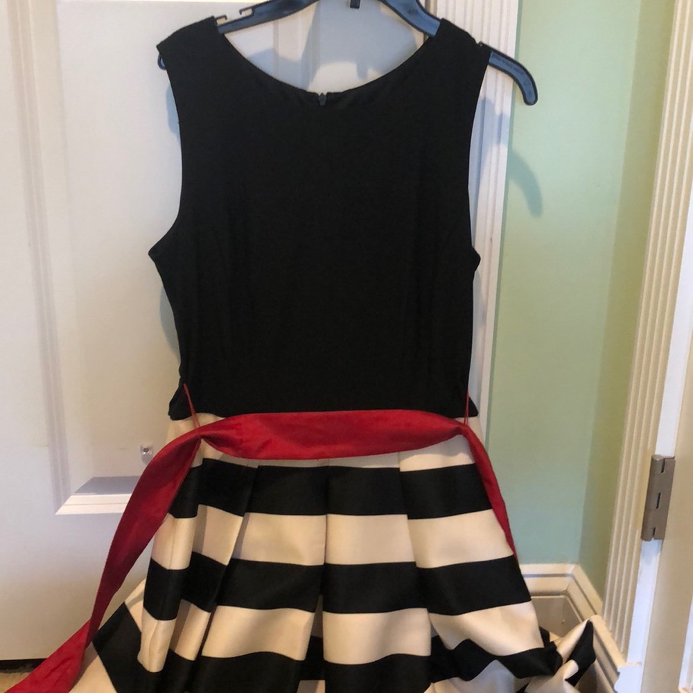 black and white striped formal dress